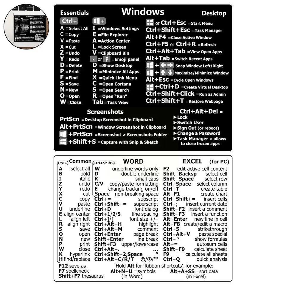 1pcs Windows Reference Keyboard Skratka nálepka lepidlo pre Desktop pre prenosný počítač so systémom Windows pre MacBook skratka i8t9