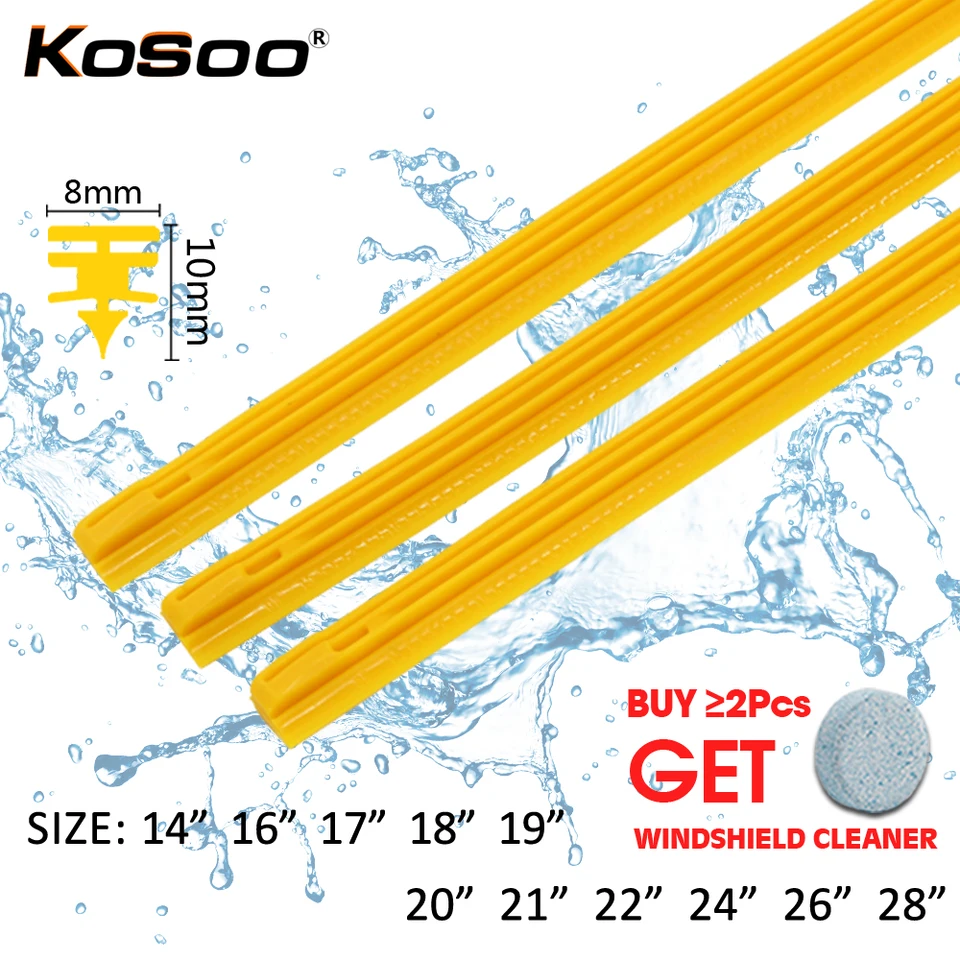 1pcs Wiper Wiper Blade Čerinové sklo žltý kremičitý strih 8 mm 14 