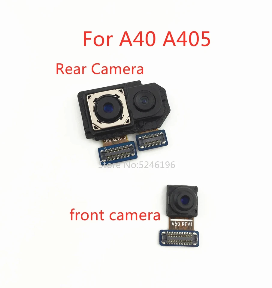 1pcs Zadný hlavný hlavný zadný fotoaparát predný kamerový modul Flex kábel pre Samsung Galaxy A40 A405 A405F SM-A405F Vymeňte časť.