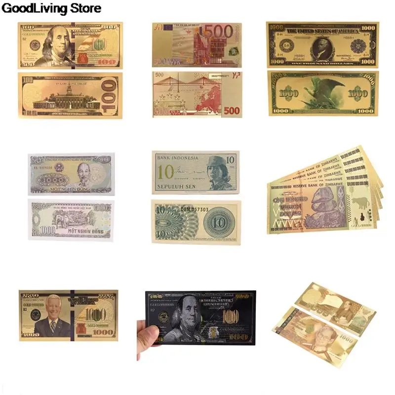 1pcs zlaté bankové banky starožitné čierne zlato fólia 100 USD Pamätné doláre bankovky dekorácie dekorácie falošné peniaze euro euro