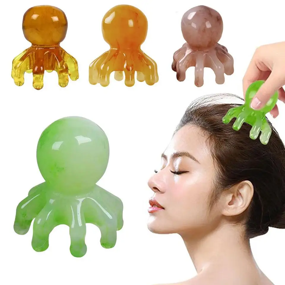 1pcs živici chobotnica hrebeň hlavy Massager Meridian Scraping Skalp Masáž akupunktúry kúpeľné kúpeľné telesné zdravie nástroj