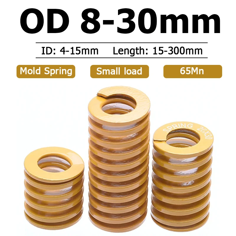 1pcs žltý malý zaťažovací d matkový tvar pružiny Kompresia pružina Oceľový priemer 8 10 12 14 18 20 22 25 27 30 mm dĺžka 15-200 mm