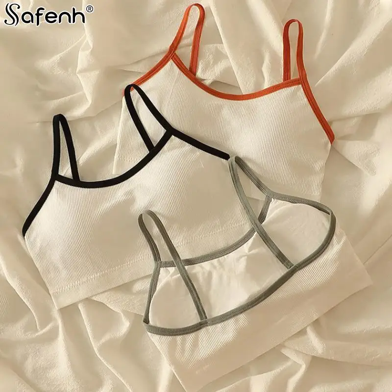 1pcscotton Anti Glare Sladkless Sport podprsenka bezprsty bez ramienok Top podprsenka Push Up Bralette Brassiere Women Underwear Cotton Girls Lady