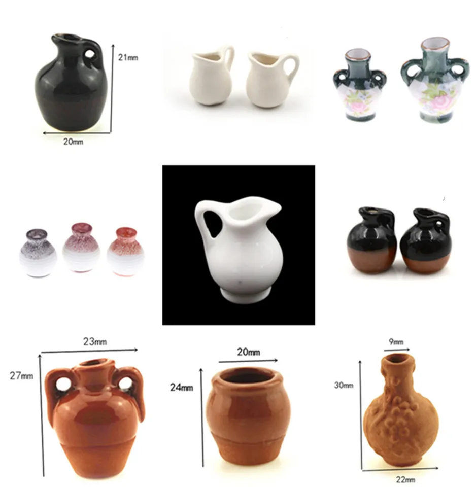 1PCSMini Ceramic Pottery Vase Doll Miniatures 1:12 Domov Doplnky Dekoratívne miniatúrne porcelánové dollhouse nábytok hračky