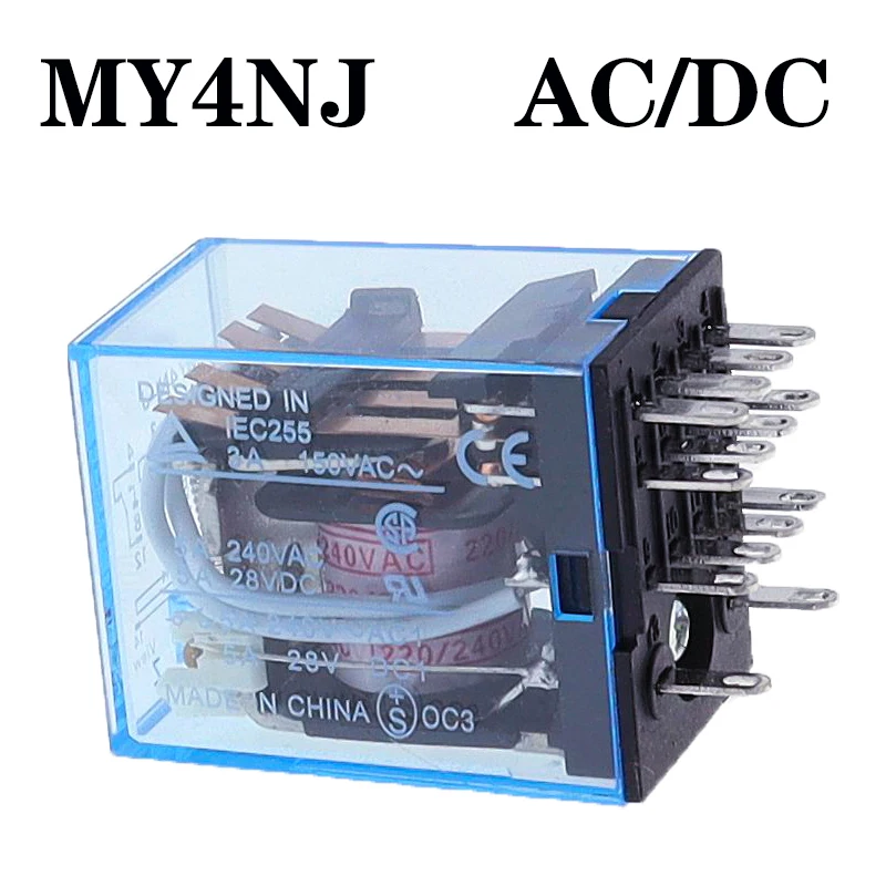 1pcsmy4nj Coil AC12V AC24V DC12V DC24V DC 36V AC110V AC220V AC380V HH54P 5A 220V Miniatúrne elektromagnetické relé na všeobecné účely