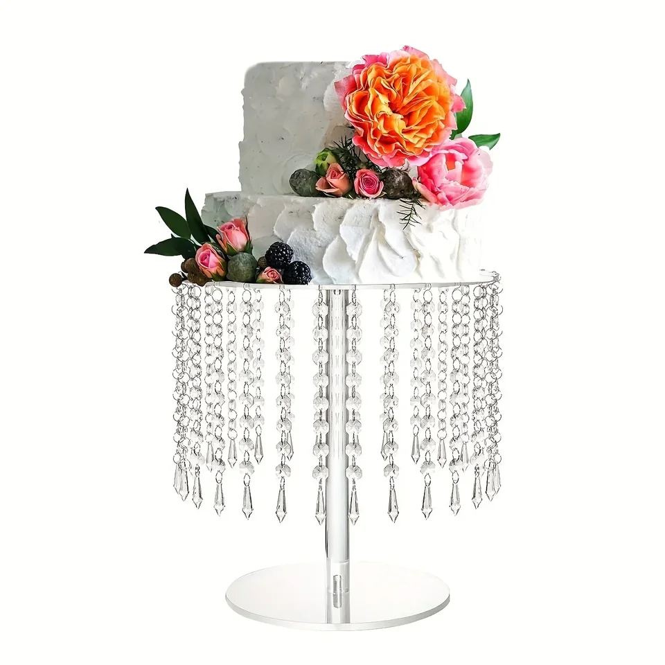 1pctransparentný akrylový koláčový stojan, popoludňajší čajový koláč, dezertný stojan na výstavu, svadobnú a narodeninovú oslavu Crystal Pendant Cake Rack