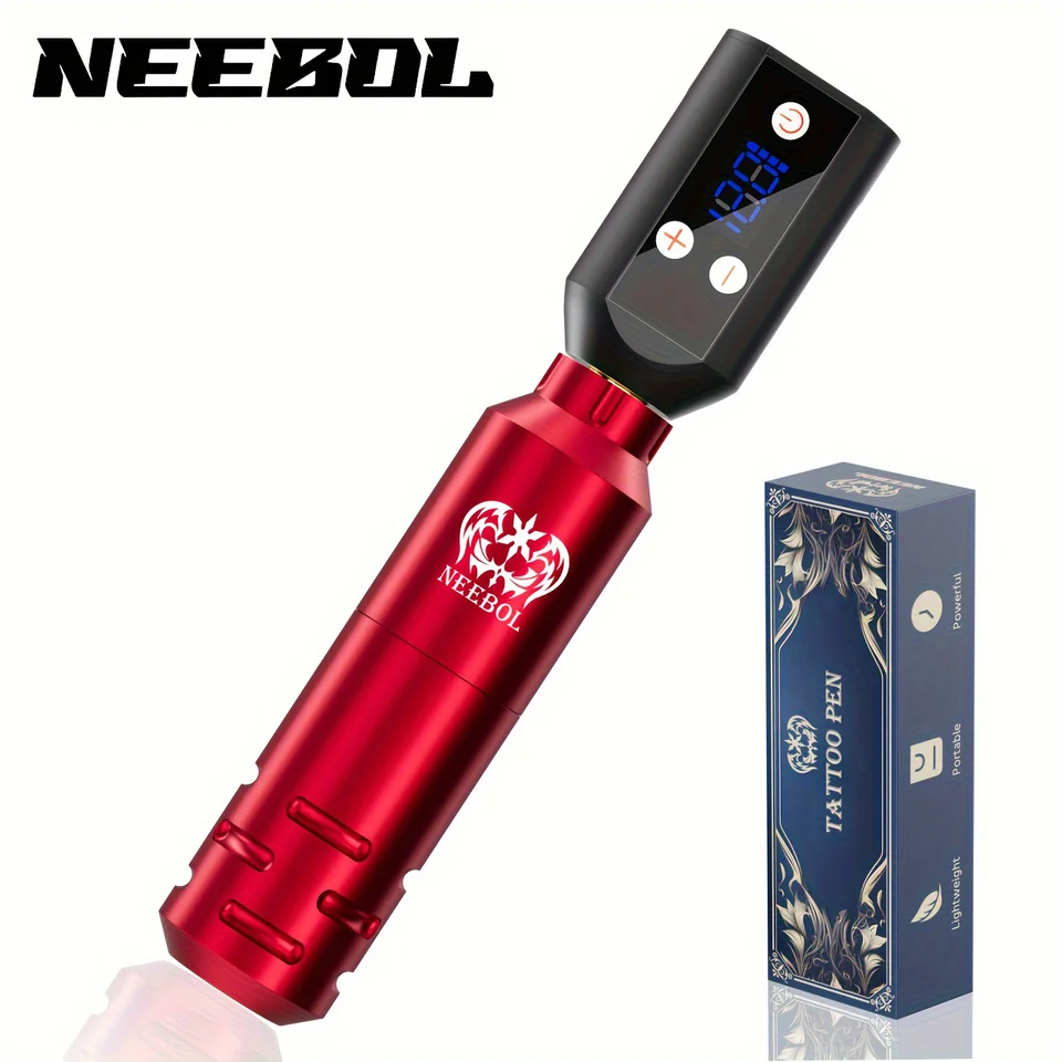 1pcwireless Tattoo Pen Machine, rotačná tetovacia pištoľ s batériou 1500 mAh, digitálnym LED displejom Tattoo Equipment Supply FortaTooing