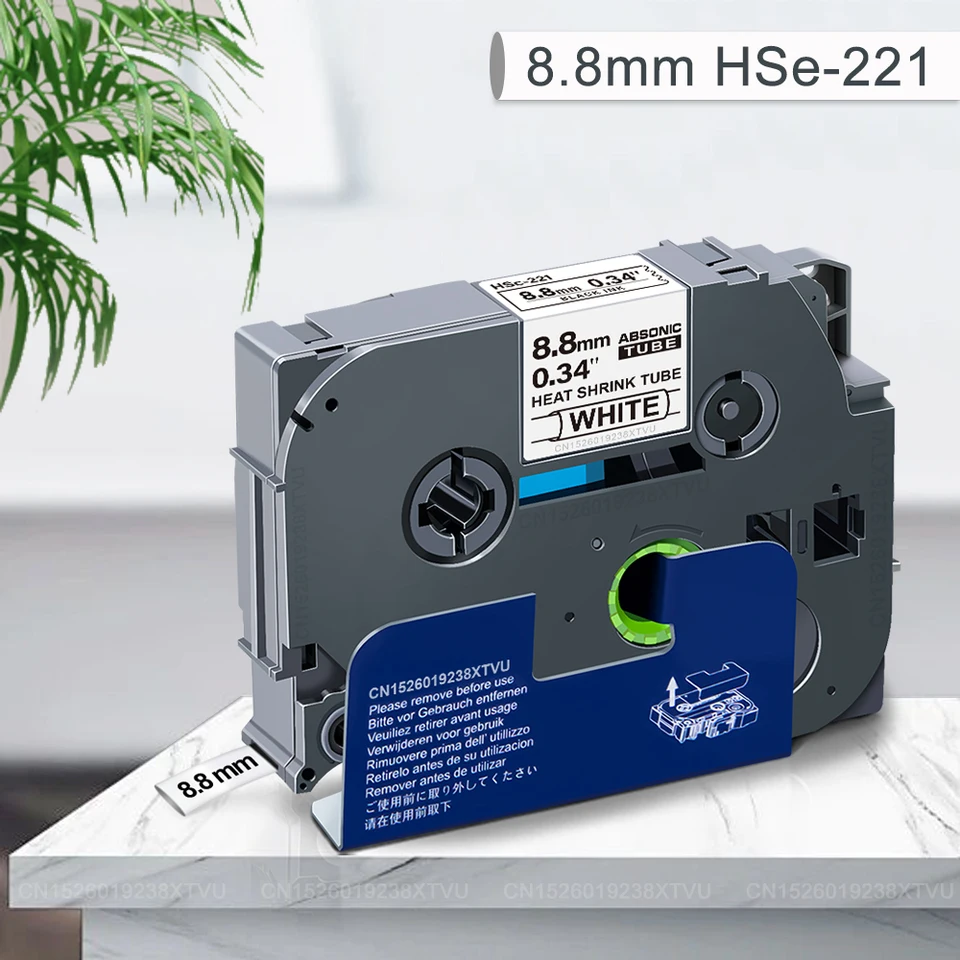 1pk HSE221 Tepelná zmršťovacia trubica kompatibilná pre brata P-Touch 8,8 mm štítok HSE-221 HS221 KASSETTE STRES PRE BROTHER PT Printer