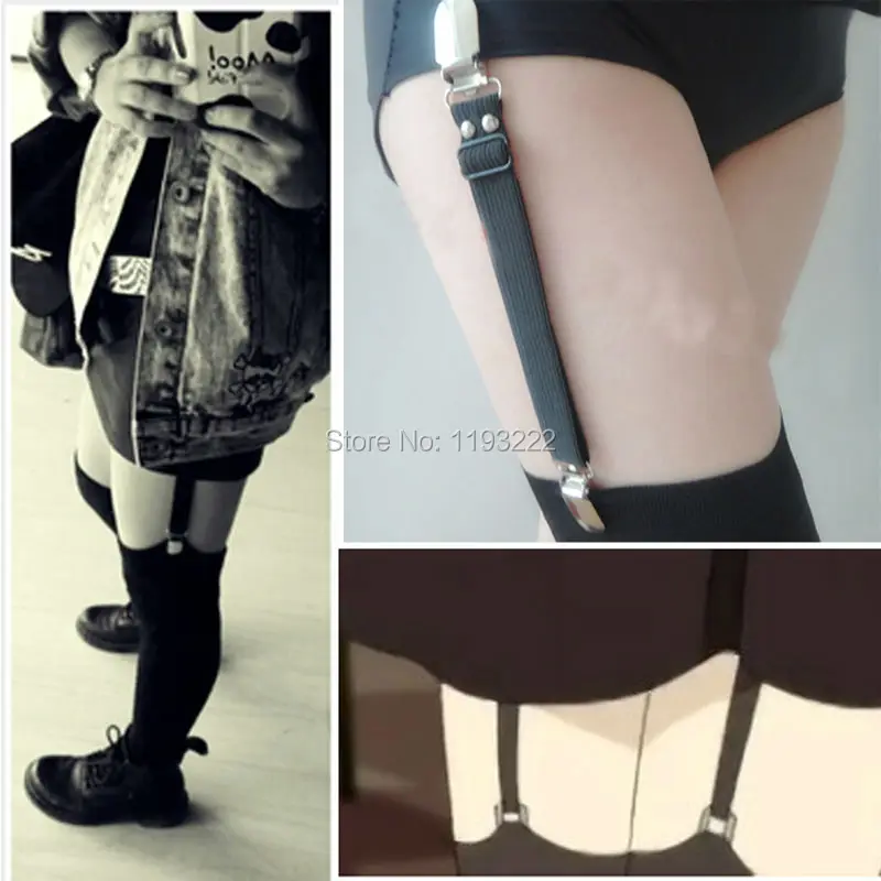 1set = 2pc ručne vyrábaný sexy punk móda Horúce elastické nylonové podväzky pásových klipov pre pančuchy šortky