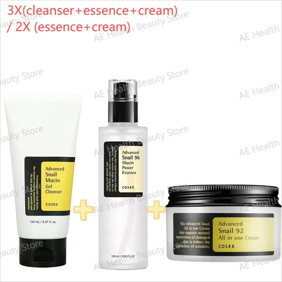 1set 3/2x Pokročilý slimák 96 Mucin Power Essence/Cleanser/Cream Hydratujúci vyhladenie Vyživovanie Kórejskej kozmetickej starostlivosti o pleť tváre