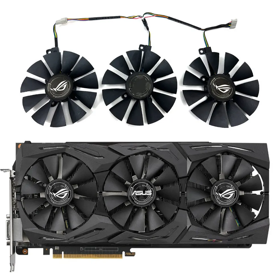 1set 6pin Rog-Strix-Rx580-O8G GMAT GPU ventilátor ， pre ASUS ROG-STRIX-RX 590 、 RX 580 、 RX 480 、 RX VEGA64 、 RX VEGA56 VETICKÝ VENTILÁCI