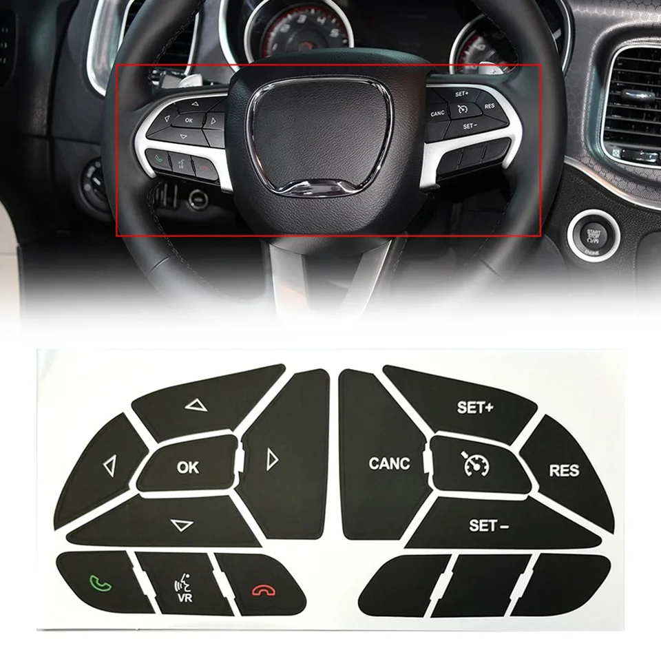 1set automobilu na volant tlačidla na opravu nálepky nálepky na nálepku na volant Cover Cover Tink pre Dodge Charger 2016-2022