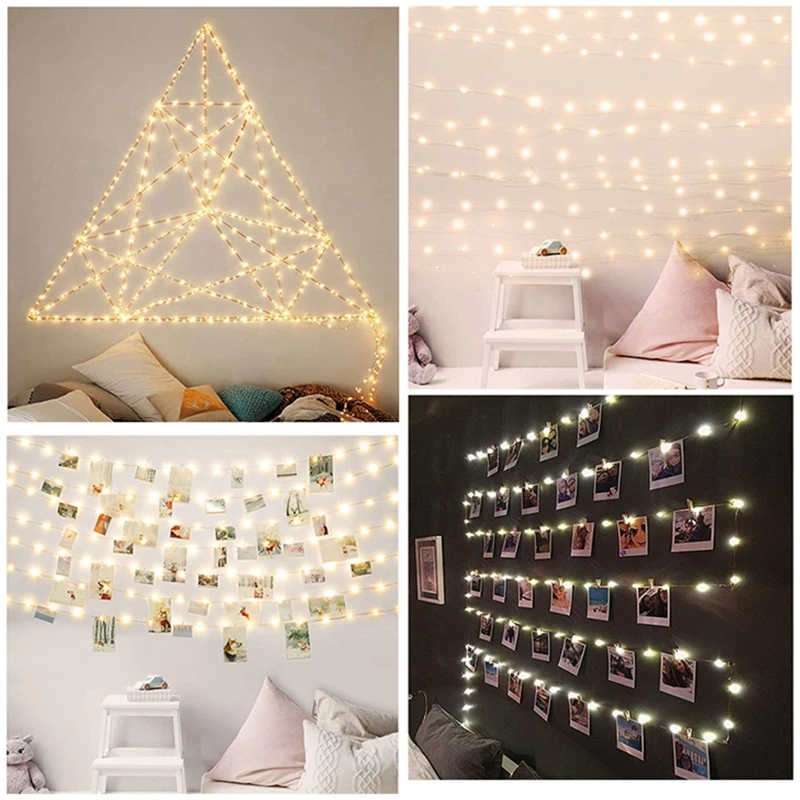 1set bez poškodenia nepremokavých číre steny háčiky so samostatnými prúžkami Mini String Lights Hanger Clip Dropship