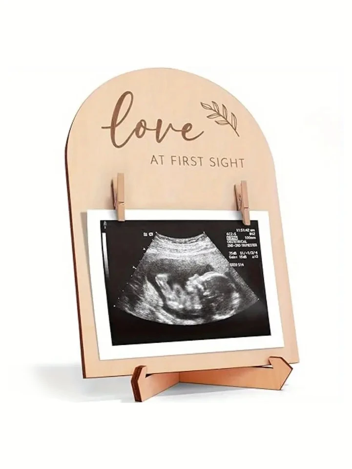 1set drevený ultrazvukový fotorámik pre nastávajúce matky oznámiť tehotenstvo alebo ornament narodenia dieťaťa