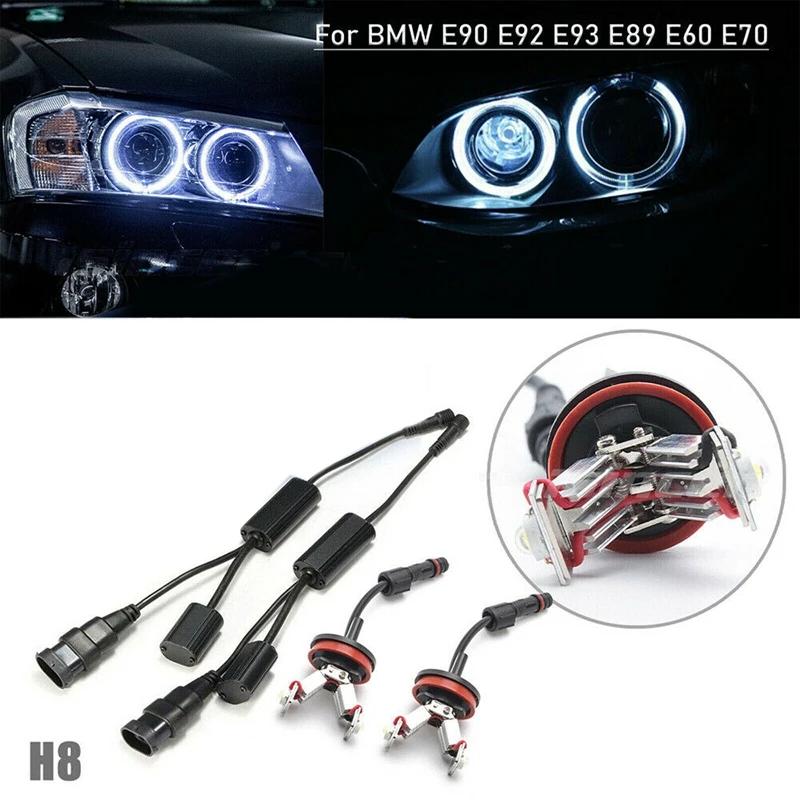 1set halo halo anjelské oči LED svetlo H8 6W bielych žiaroviek pre BMW E90 E92 E93 E89 E60 E70