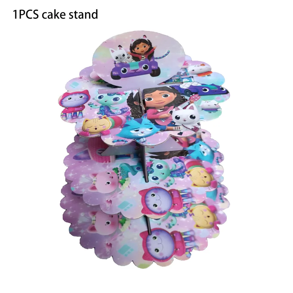1set/lot Gabby Housetheme Cake Stand Ozdoby pre deti Dievčatá Dievčatá narodeninové podujatia Držiteľ darčekov pre bábätko
