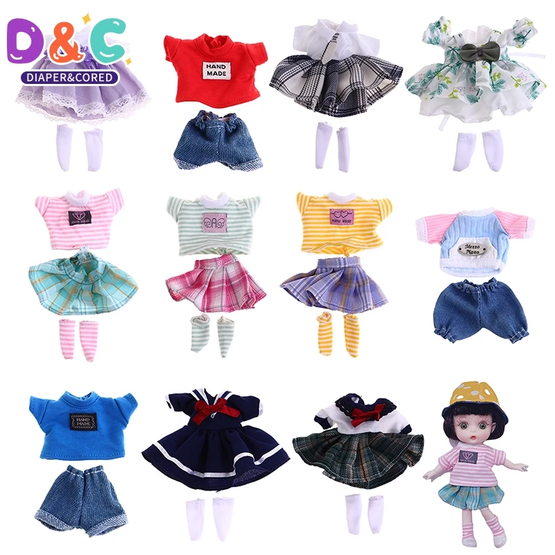 1set oblečenie nastavené na 16-17 cm ob11 bábiku módny oblek 1/8 bjd dressup sukňa sukne 6 palcov roztomilé oblečenie uniformu