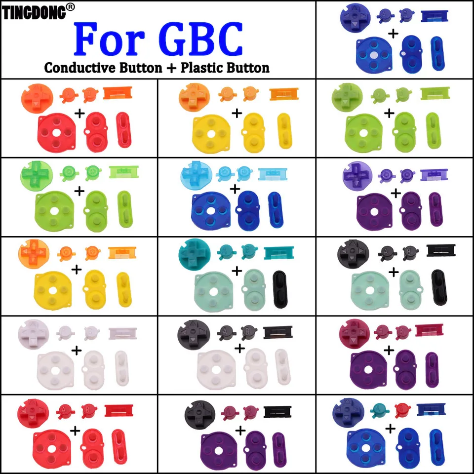 1set pre GBC Silikone Gum Vodivé gombíky Farebné plastové dňom Db Power zapnuté tlačidlá klávesnice pre Gameboy Color