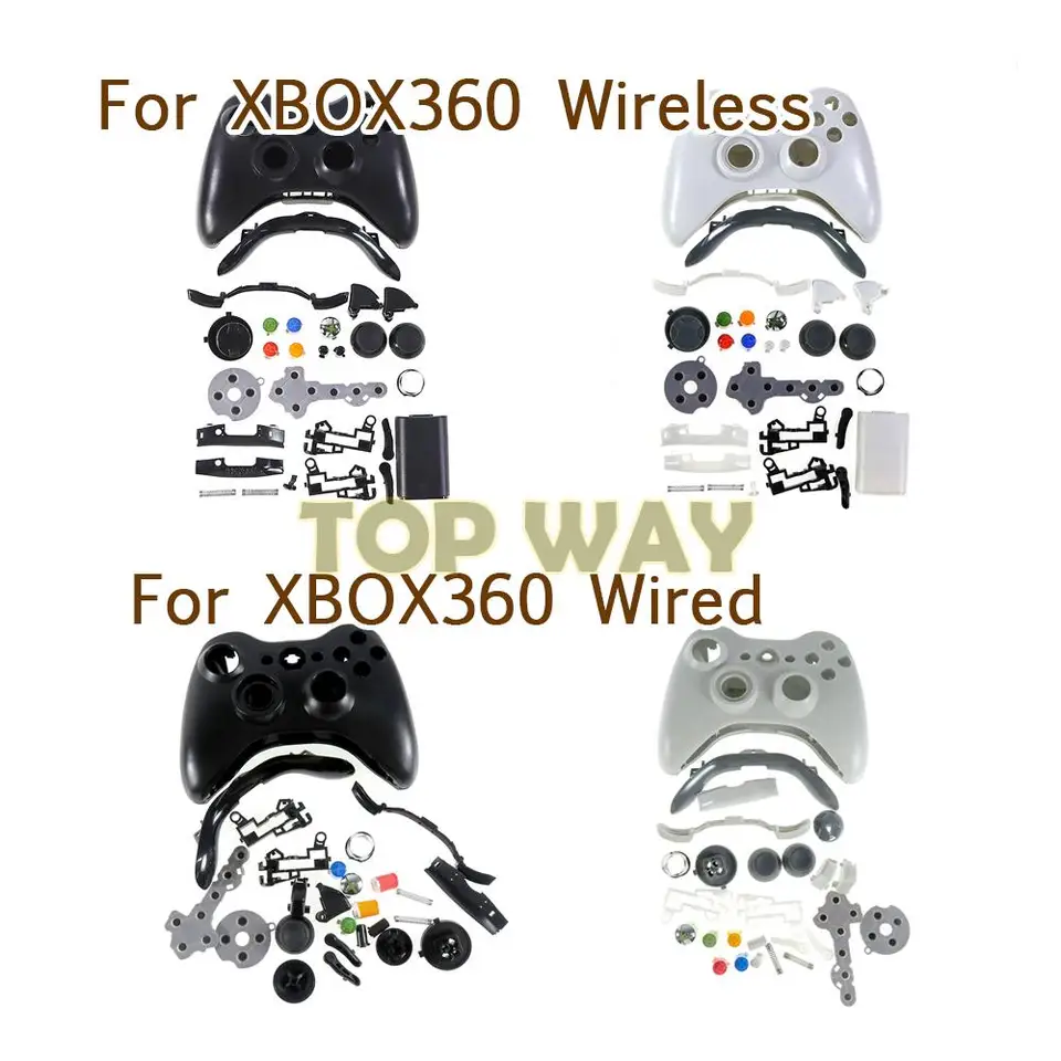 1set pre Xbox 360 Wireless Controller Celý puzdro Gamepad Shell Cover s tlačidlami Analog Stick Bumper pre Xbox360 káblovú hru