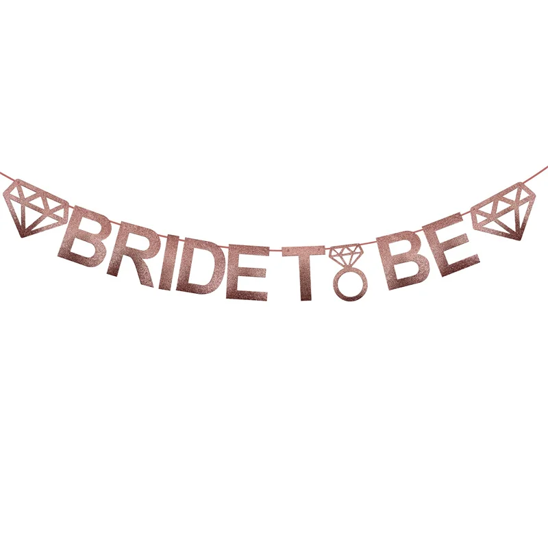 1set Rosegold Glitter Bride, aby sa stal bannerom zásnubná svadba Svadobná večera dekor bakalárske večierky Svadobné vlajky girlandy