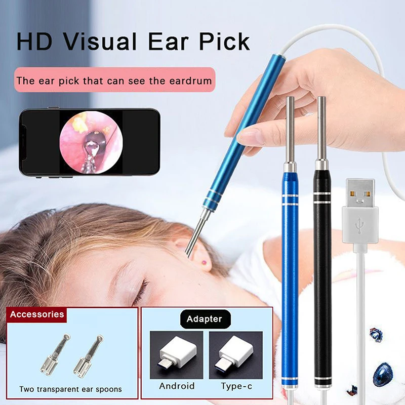 1set Smart Visual Earpick Endoscope Spoon Ear Cleary Camera Ooscope Ear Vosk odstraňovač uší vosk