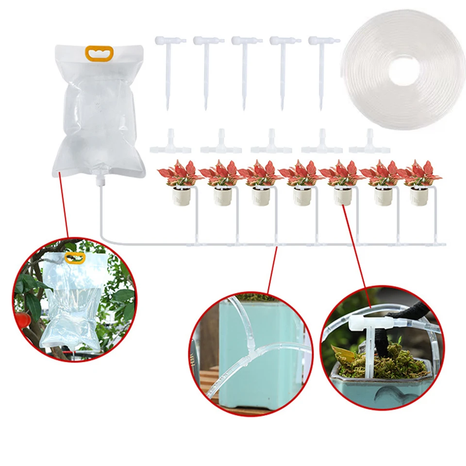 1set, súprava kvetináča s samovraždením s nastaviteľným ventilom a vreckom na vodu, automatické zavlažovanie bez námahy pre vnútorné a vonkajšie rastliny