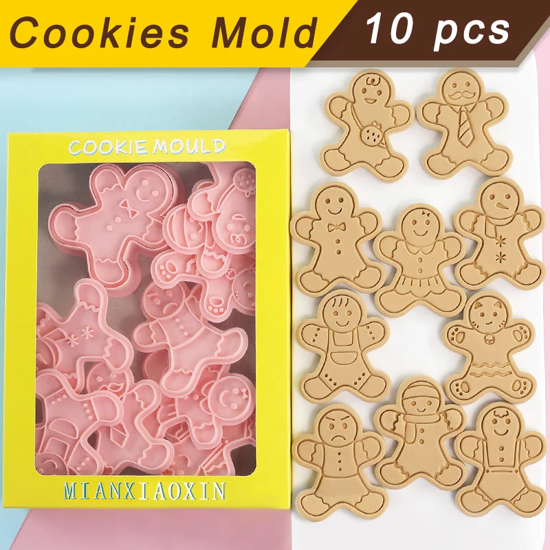 1set vianočné cookie pleseň perníkov muža Cutters známky pečivo na pečenie Baking 3D Embosing Cookie formy vianočný novoročný darček