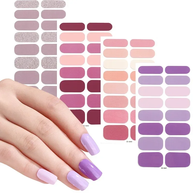 1Sheet polotvrdené gélové nechtové prúžky na nechty Patch Lovesívne vodotesné dlhé trvalé gél gél na nechty Stcikers UV Lamp