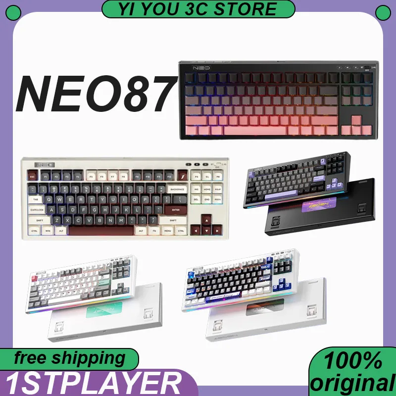 1stplayer neO87 Mechanická klávesnica bezdrôtové trifunkčné tesnenie Tri-režim Hot swap 8000 mAh Multifunkcia PC ESports klávesnice PC ESports