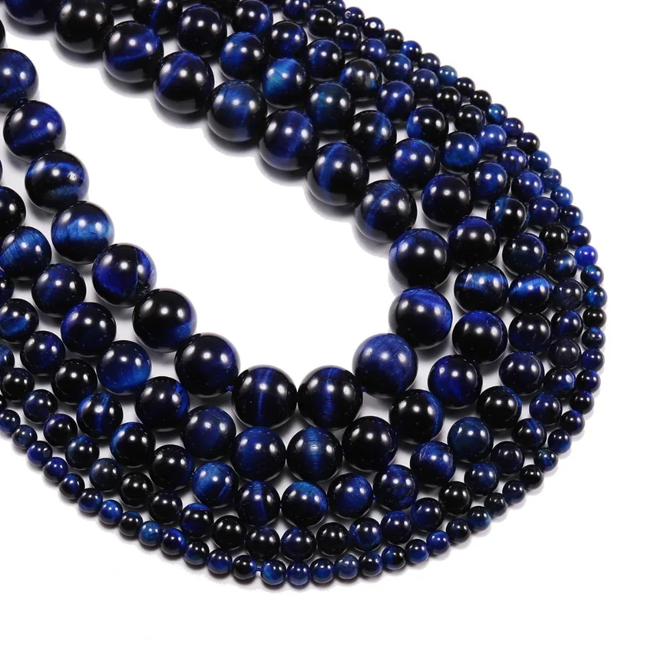 1strand/časť 4 6 8 10 12 mm Prírodný kameň modrý lapis lazuli tiger eye agat guľôčkové korálky voľné rozperkové korálky na výrobu šperkov DIY