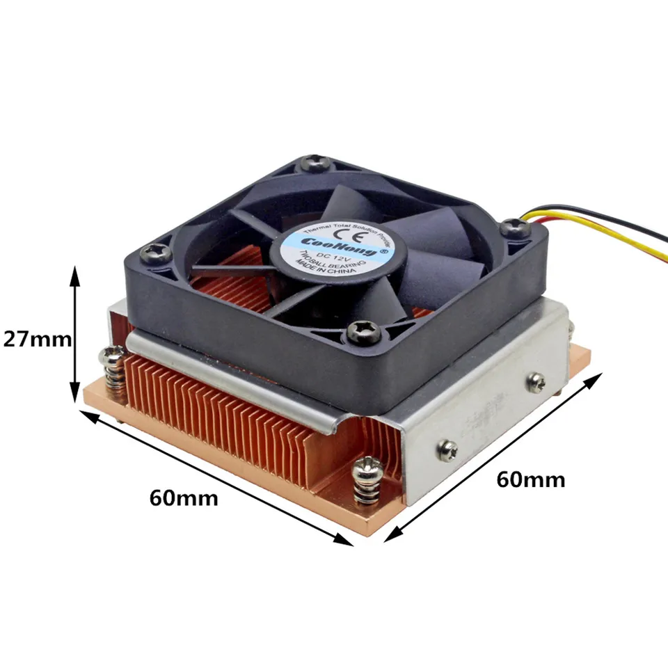 1U Server CPU CPU Cooler Copper Heatsink chladiaci ventilátor pre Intel Socket G PGA988 989 Priemyselný osobný počítač Aktívne chladenie