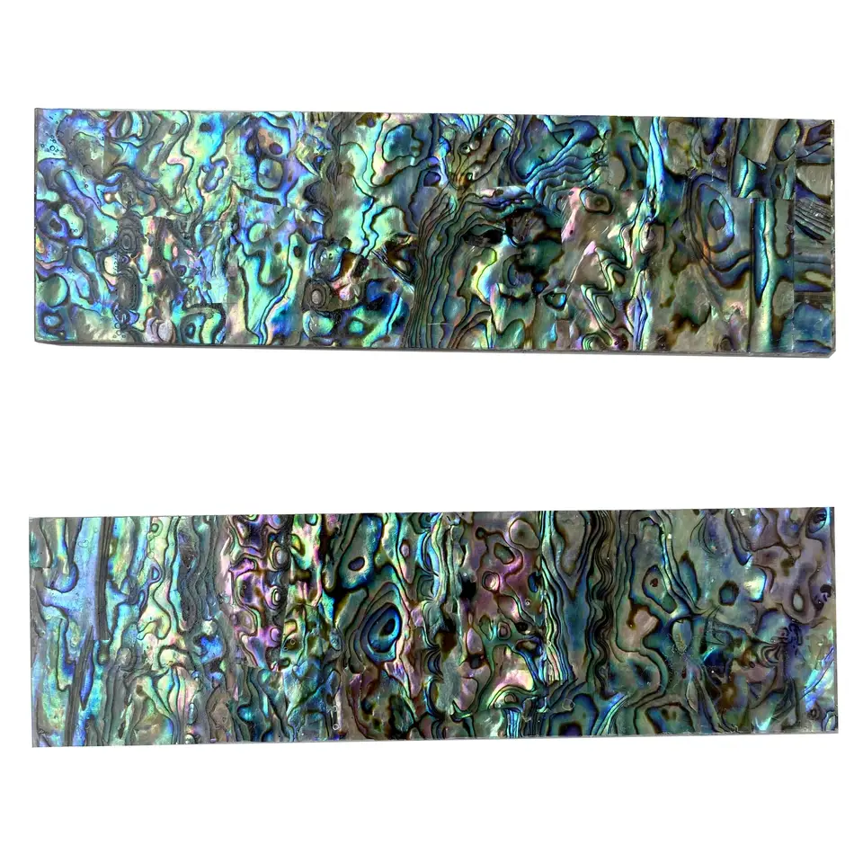 1x abalonová škrupina Montage 140x40x2.5 mm plátok inlay gitarová obdĺžniková doska