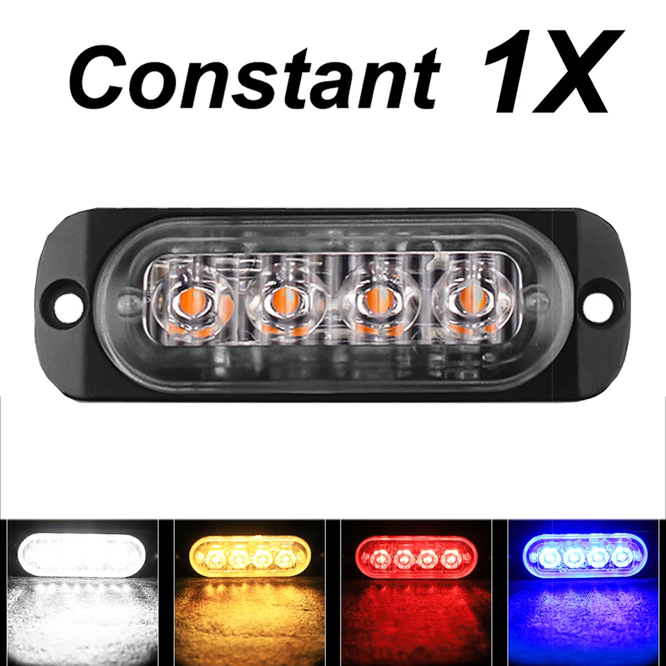 1x nákladný automobil 12v 24V 4SMD LED LED Konštantné výstražné svetlo mriežky Lightbar auto majáka Amber žltá biela červená červená bluetraffic Light Abs