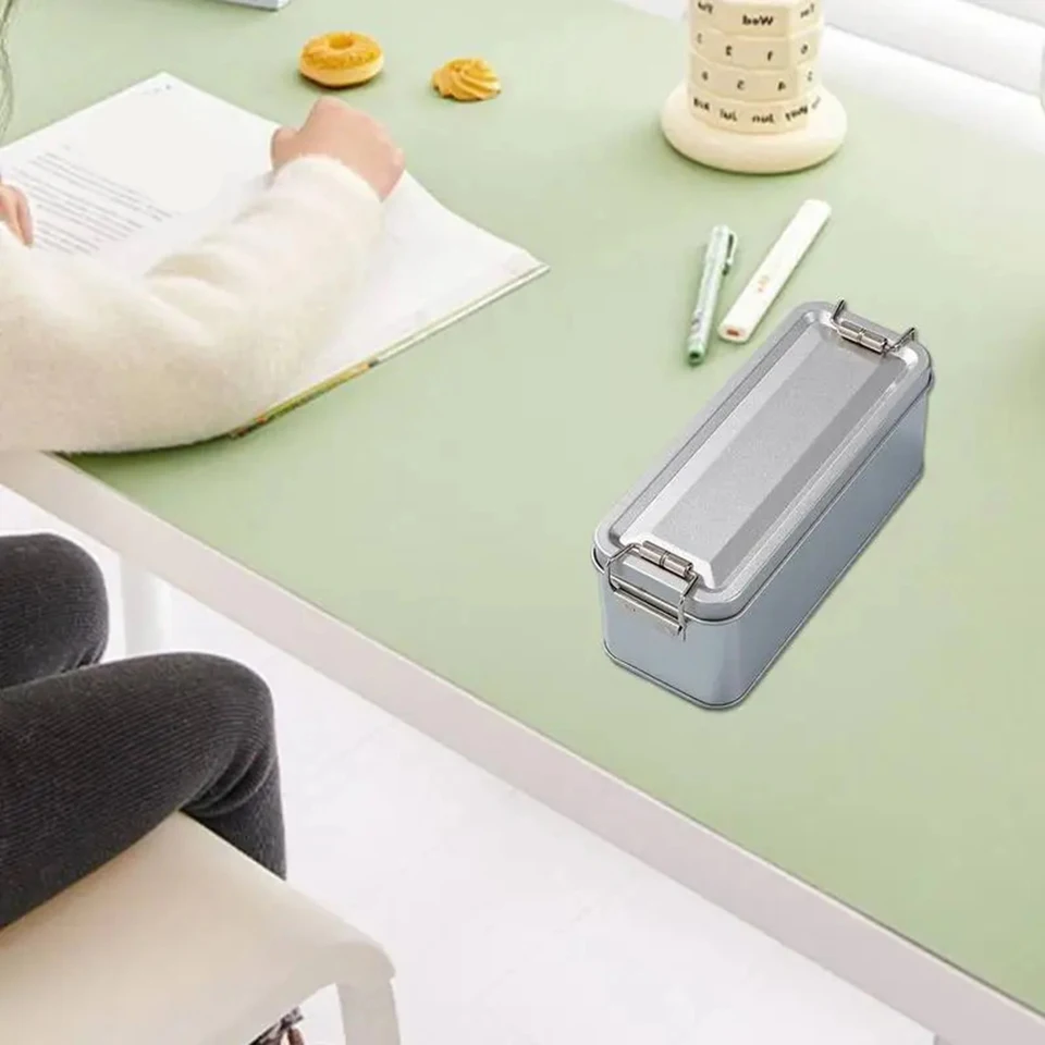 1x Tinkplate Box Cover Storage Tins Tea Container Obdĺžnikový w/ viečka Cookie Candy Pill Pase Penument Obsahuje mini cínovú skrinku