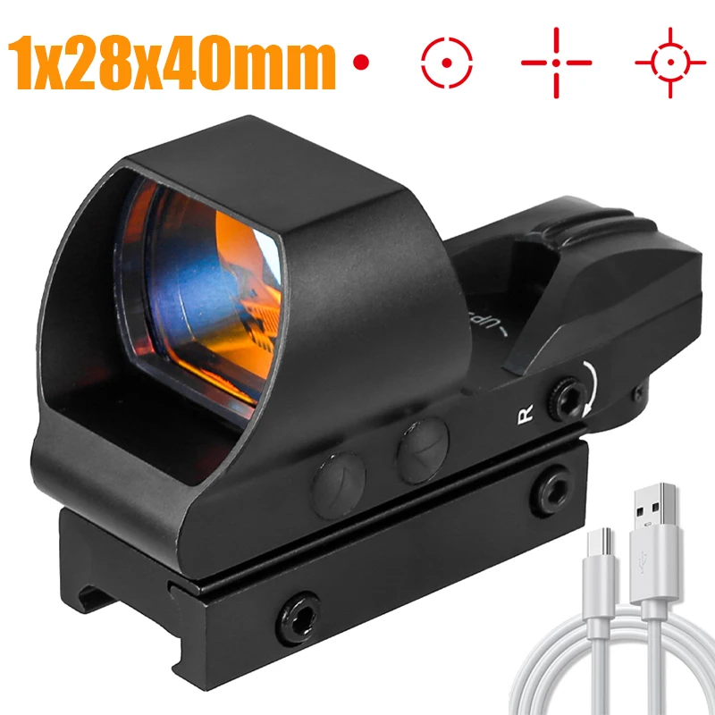 1x28x40 mm červený bodový pohľad vonkajšie poľovnícke optiky Riflescope USB Nabíjateľný reflexný zrakový zrak vzduchu