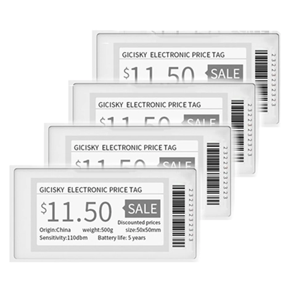 2,1 palcová elektronická cena ESL TFT obrazovka Zobrazenie žiadne chaotické písanie Bluetooth Connect Management pre Android App 4pcs