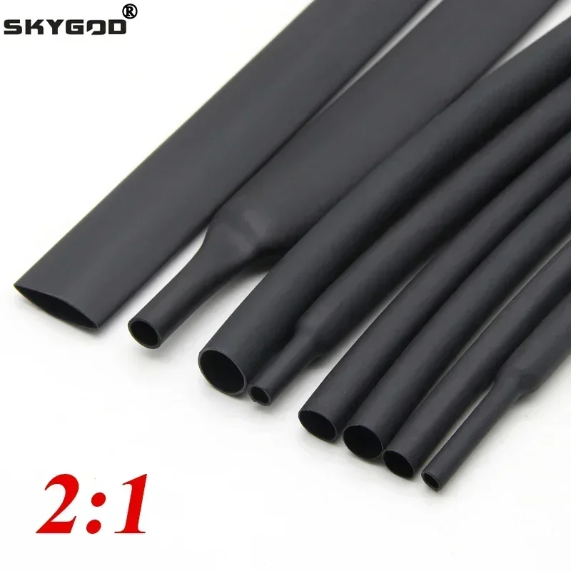2: 1 tepelne zmrštička tepelných trubíc čierneho priemeru 0,6 mm ~ 180 mm na opravu rukávov Diy Cable Cable Cable Cable Hadičky