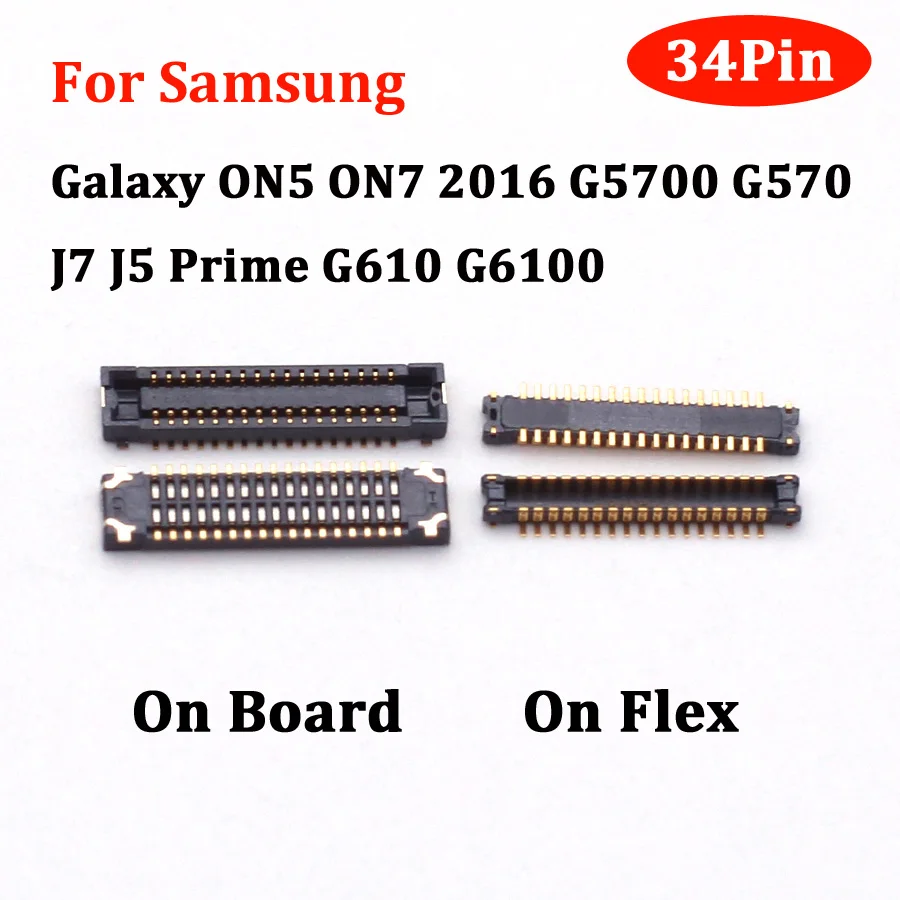 2-10ks LCD displej obrazovky Flex FPC Connector Board pre Samsung Galaxy On5 On7 2016 G5700 G570 J7 J5 Prime G610 G6100 34 PIN