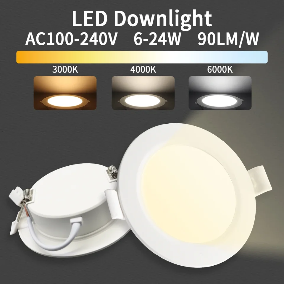 2-10ks/lot Round LED Panel Light LED Downlight Downlight AC100-240V 3000K 4000K 6000K 10W 17 W 24W SPOT pre domáce foyer vnútorné osvetlenie