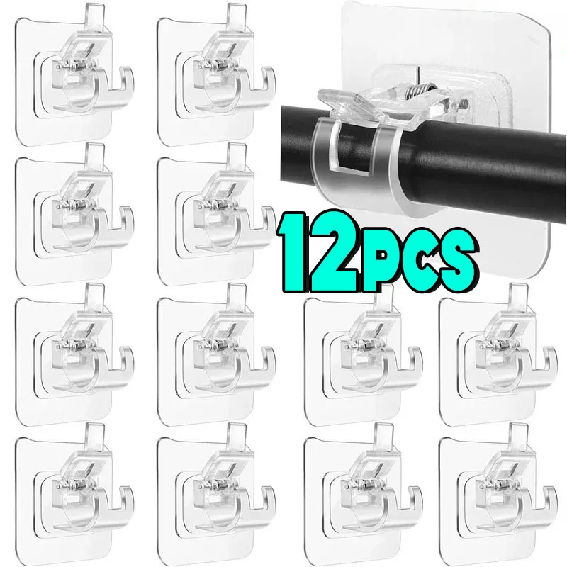 2/12ks Self Adhesive Curtain Rod Držiak na nechty bez nechty Háčiky držiteľa bez vŕtania pre domácu kuchyňu