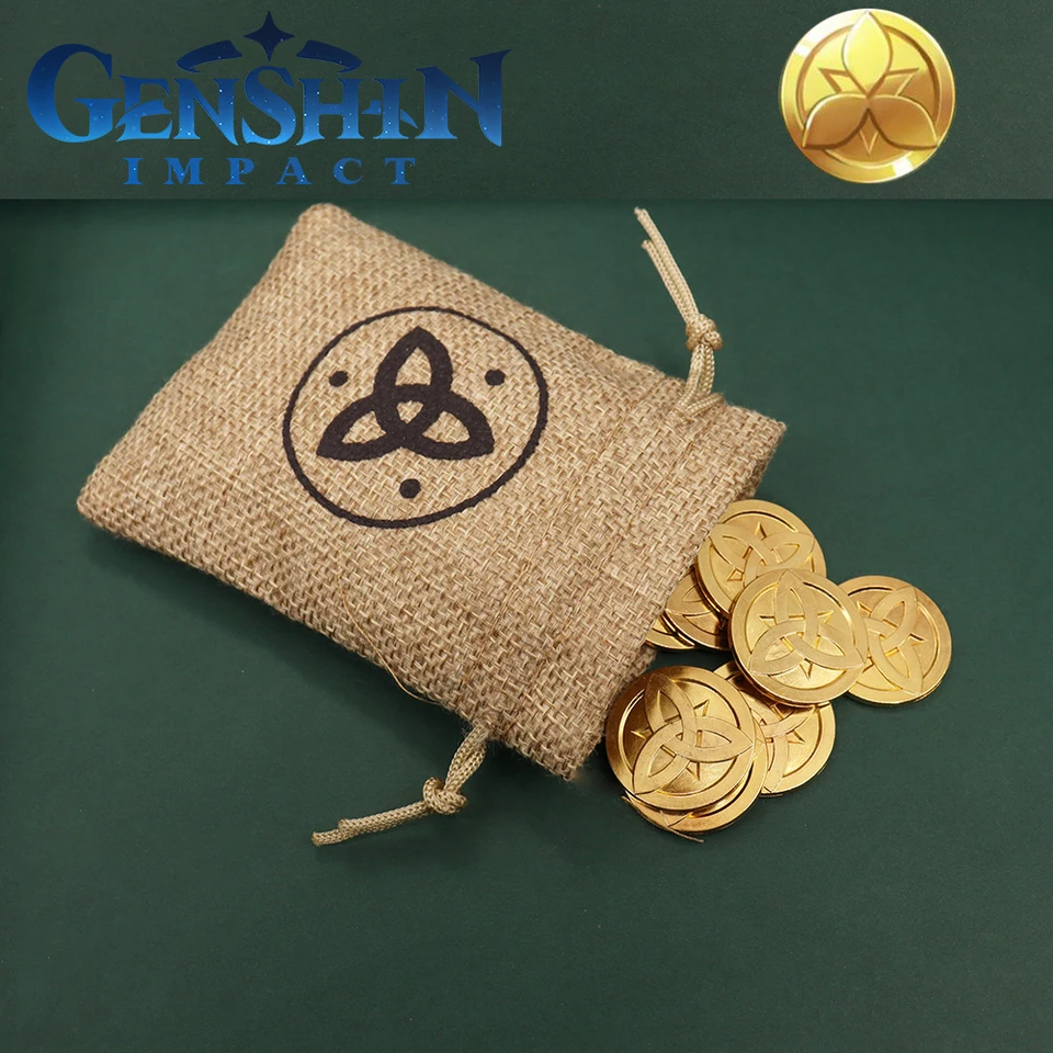 2/2,5 cm hra Genshin Impact Mora Coin Coin Coin Metal Cosplay Gold Meny rekvizity Fatui Mondstadt Liyue Snezhnaya Hračky Zbierka hračiek
