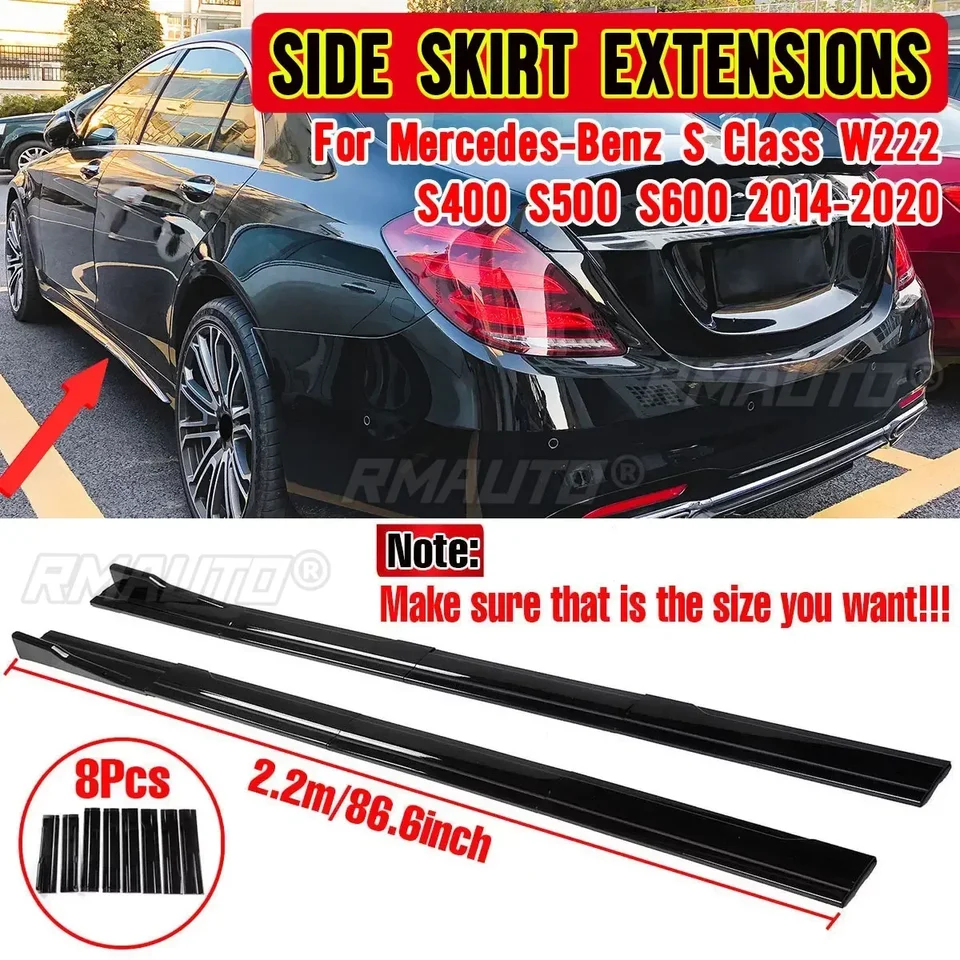 2,2 m bočné sukne predlžovacie rockerové rozdeľovače krídla Difuzérového krídla pre Mercedes pre Benzovu triedu W222 S400 S500 S600 2014-2020
