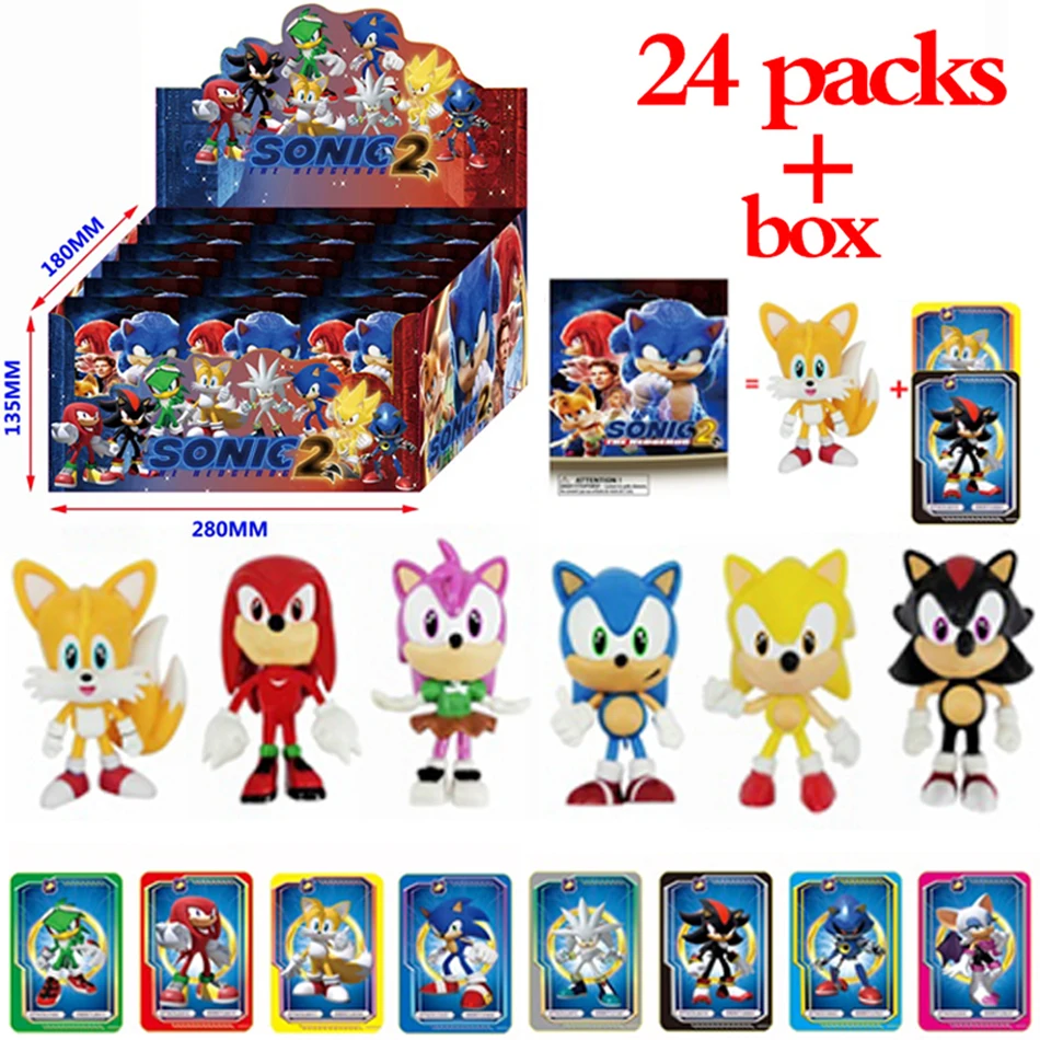 2-24ks Anime Sonic Blind Box Figures tajomstiev Game Game Doll Figure PVC Model hračky pre deti narodeniny vianočné darčeky