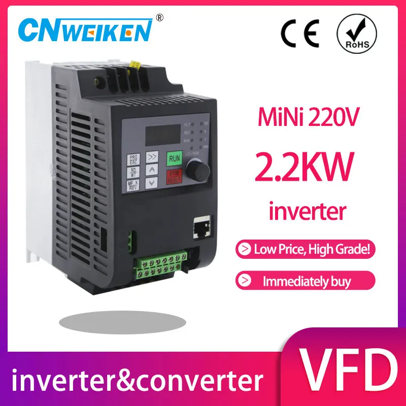 2,2KW/1,5KW 220V VFD Frekvenčný prevodník invertora 2,2 kW 3HP 220V 10A 3P 220V Výstup CNC vretená