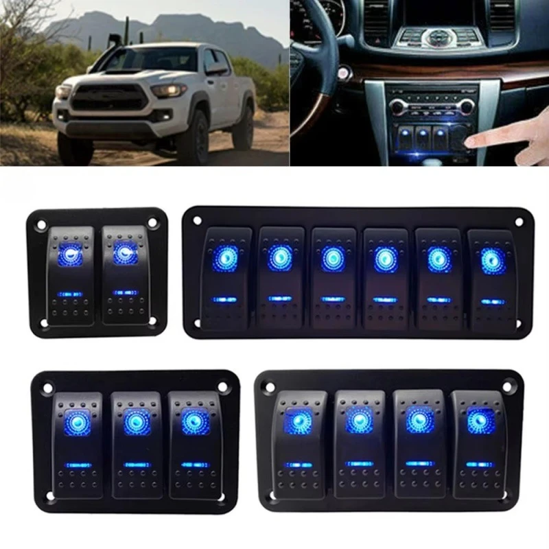 2 3 4 5 6 Gang Dual LED LED Panel Rocker Switch Panel pre spínač vozidla prepravný panel Zapaľovač obvodu obvodu obvodu
