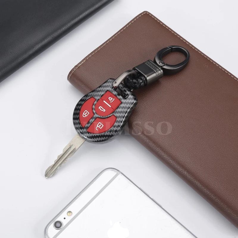 2 3 4 tlačidlá uhlíkové absentrické puzdro pre kľúče pre nissan marec Tiida Altima Armada Cube Cube Juke Maxima Pathfinder Rogue Cover Fob