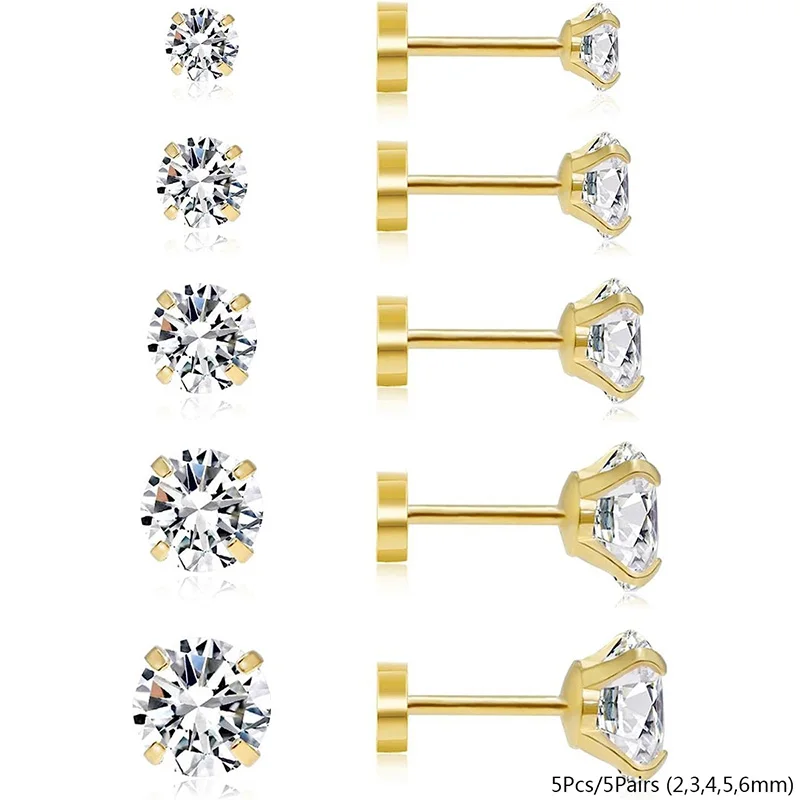 2/3/5/6/10 PCS 20G HYPOALLEGENICKÉ ŠTÚDENIA PRE ŽENY MEN, PIRCING SUPINCING CUBIC Zirkónia