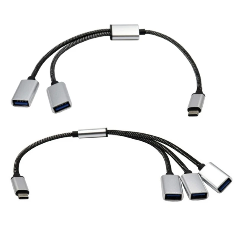 2/3 v 1 USB2.0 OTG Adapter Typ C Mužská zástrčka do 2/3 USB 2.0 Žena OTG predlžovací kábel Dátový kábelový kábel napájací adaptér