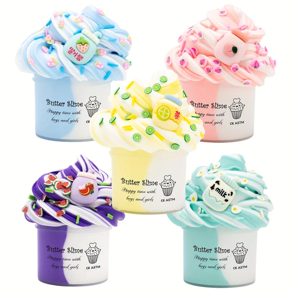 2,37oz nadýchané dvojfarebné maslo Slime Super Soft Clay Fouthy Non-Pridky Party uprednostňuje Slime Charms Hračky vzdelávacie darčeky
