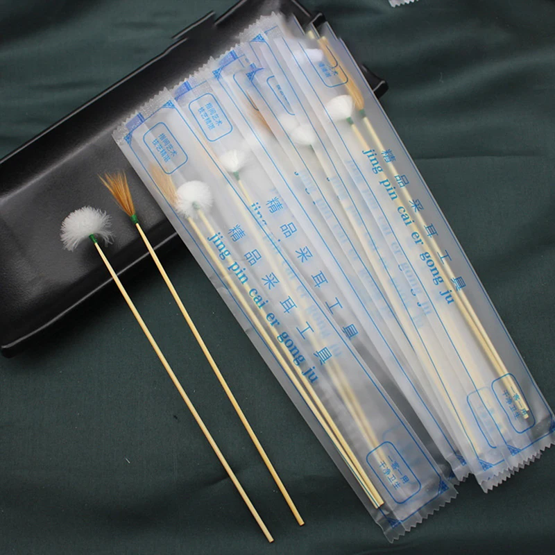2/3ks husacie perie EarPick Remover Curette Curette Dospelý bambusový rukoväť uší vykopávka uši
